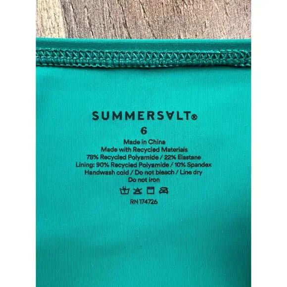 Summersalt Ruched High Leg High Rise Bottom & Sidestroke Bikini Top Size 6 Green - Picture 8 of 8